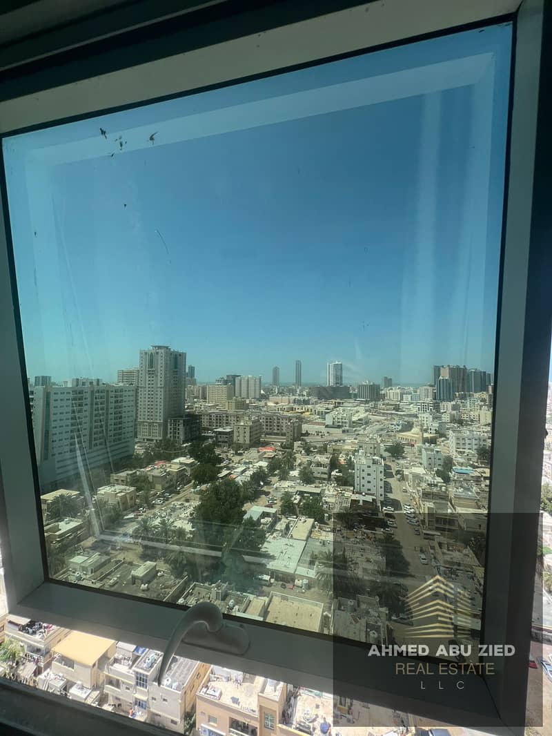 Fully furnished studio for annual rent in Orient Towers, prime location close to all services. Rent AED 24,000, payable in 4 installments, security de