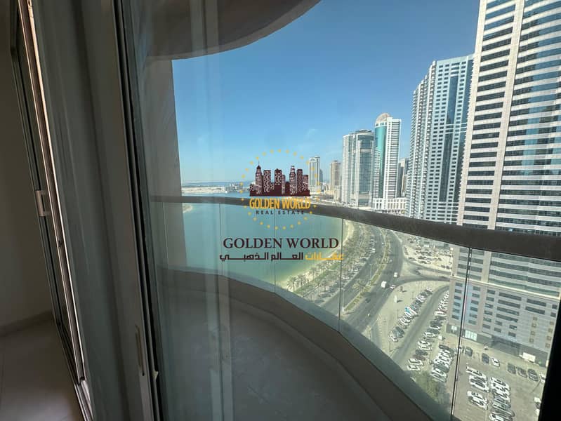 2 Master Bedroom Apartment with Sea View Balcony in Al Khan Sharjah, Free AC & Parking, Built-in Wardrobes, Prime Location, Installments Available