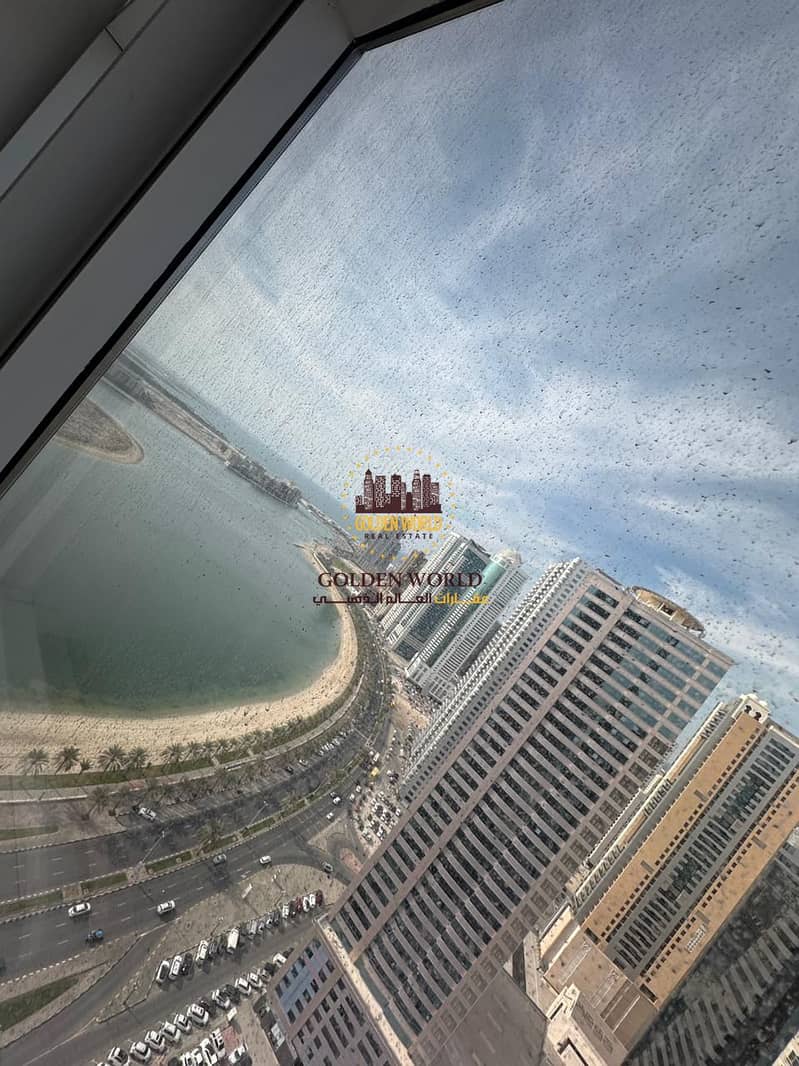 1 Master Bedroom Apartment with Living Room for Annual Rent in Al Khan Sharjah, Free AC & Parking, 2 Bathrooms, Built-in Wardrobes, Clean Building, In