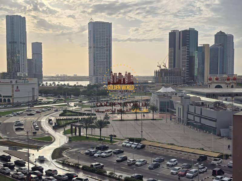 Two bedroom apartment with open view in Al Taawun Sharjah featuring two bathrooms practical layout private parking and prime location close to all ser