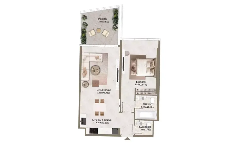 1 BR floor plan