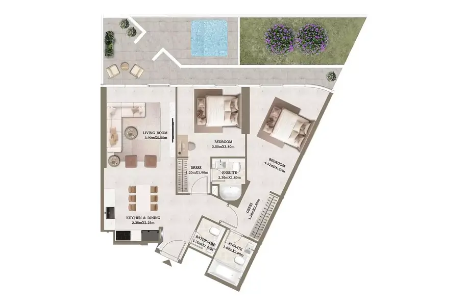 2 BR floor plan