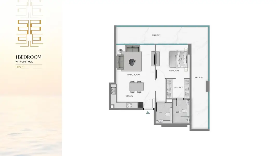 1 BR floor plan