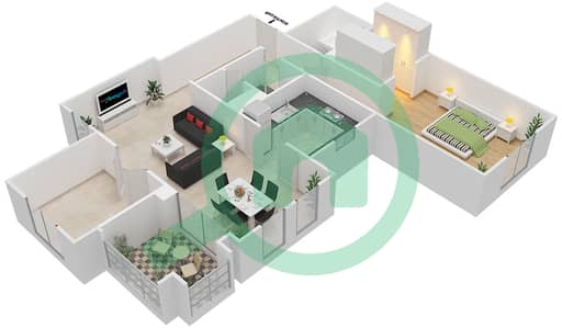 المخططات الطابقية لتصميم الوحدة 3 FLOOR 3-5 شقة 1 غرفة نوم - مسکة1