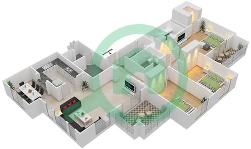 Miska 1 - 3 Bed Apartments Unit 4 Floor 3-5 Floor plan