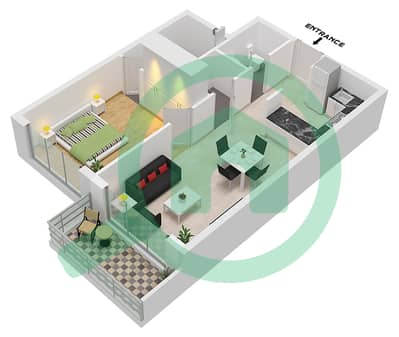 المخططات الطابقية لتصميم النموذج / الوحدة 2 / UNIT 4 FLOOR 12 شقة 1 غرفة نوم - ميزون الإليزيه 2