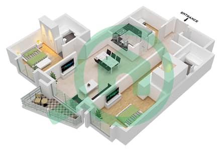 Marina Tower - 2 Bedroom Apartment Type 2A Floor plan