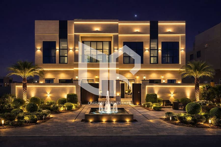 Modern twin villas under a starlit sky. png Modern twin villas under a starlit sky. png
