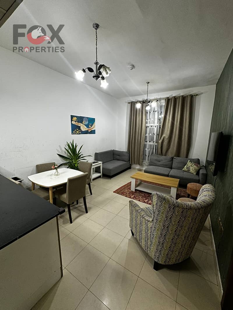 Furnished 1BR apartment for rent in City Tower Al Nuaimiya 3 Ajman | 2 baths, balcony, parking, AED 34,000