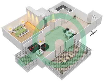 广场大厦 - 1 卧室公寓单位1 FLOOR 24-25戶型图