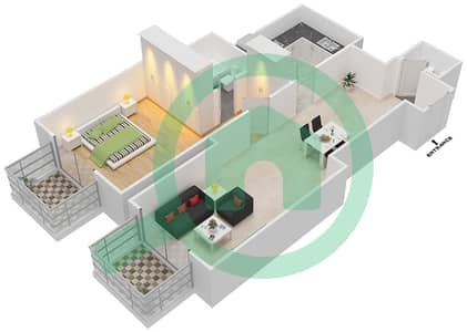 广场大厦 - 1 卧室公寓单位1 FLOOR 4-16,18-23戶型图