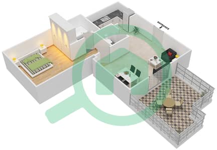 المخططات الطابقية لتصميم الوحدة 3 FLOOR 26-32 شقة 1 غرفة نوم - برج ذا سكوير