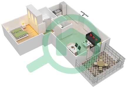 المخططات الطابقية لتصميم الوحدة 7 FLOOR 24-25 شقة 1 غرفة نوم - برج ذا سكوير