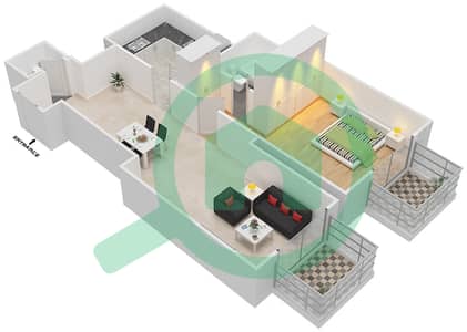 The Square Tower - 1 Bedroom Apartment Unit 8 FLOOR 4-16,18-23 Floor plan