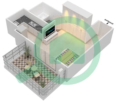 The Square Tower - Studio Apartment Unit 3 FLOOR 4-16,18-23 Floor plan