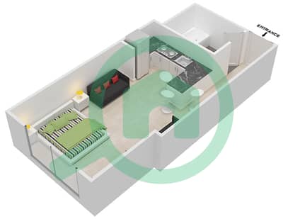 المخططات الطابقية لتصميم الوحدة 7 FLOOR 26-32 شقة استوديو - برج ذا سكوير