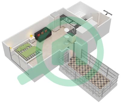 المخططات الطابقية لتصميم الوحدة 12 FLOOR 4-16,18-23 شقة استوديو - برج ذا سكوير