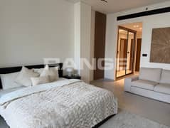 استوديو مفروش | شرفة مطلة على البرج والقناة | مساكن تريليونير