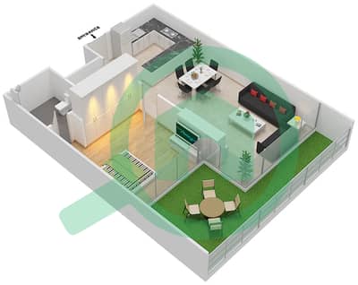 Azizi Aliyah Residence - 1 Bed Apartments Unit 24  Floor 1 Floor plan
