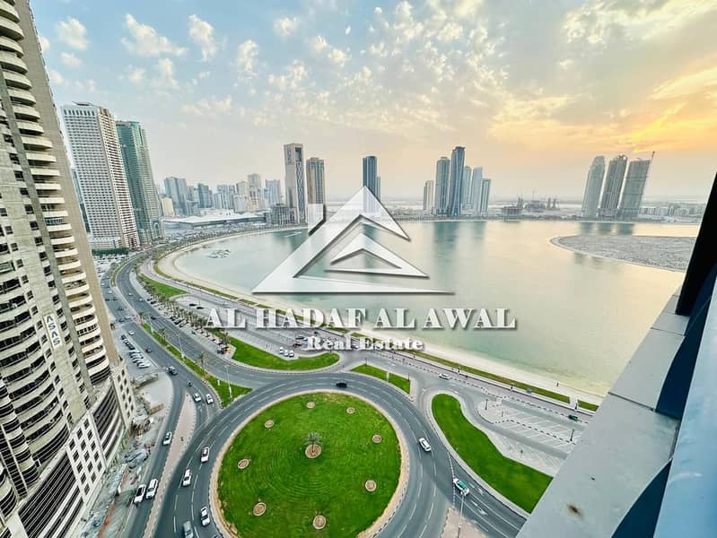 For monthly rent, a 3room and a hall in Al Khan area beach tower with free internet and parking