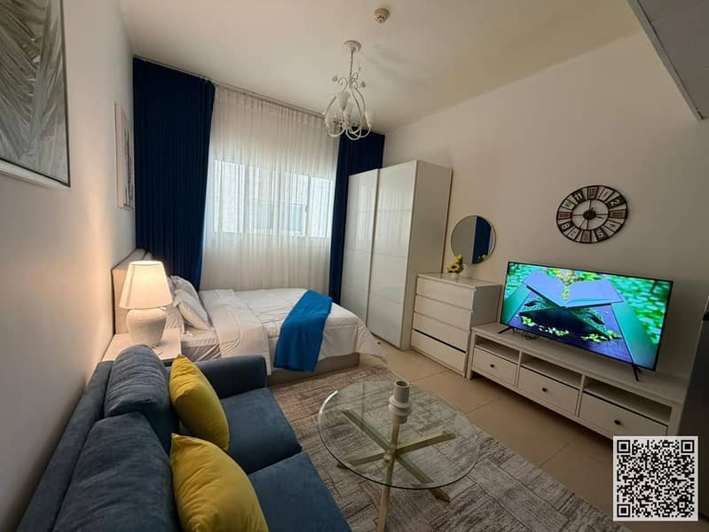 Top-Class! Brand-New Fully Furnished Studio for Monthly Rent in Al Yasmeen Towers – Al Jurf 2 Spacious studio with elegant brand-new furnitu