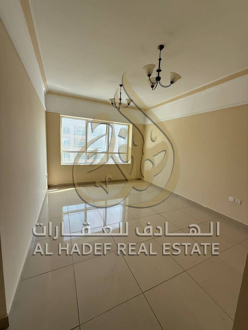For annual rent in Sharjah, a one-bedroom apartment in Al Khan area, excellent size, family tower - free maintenance