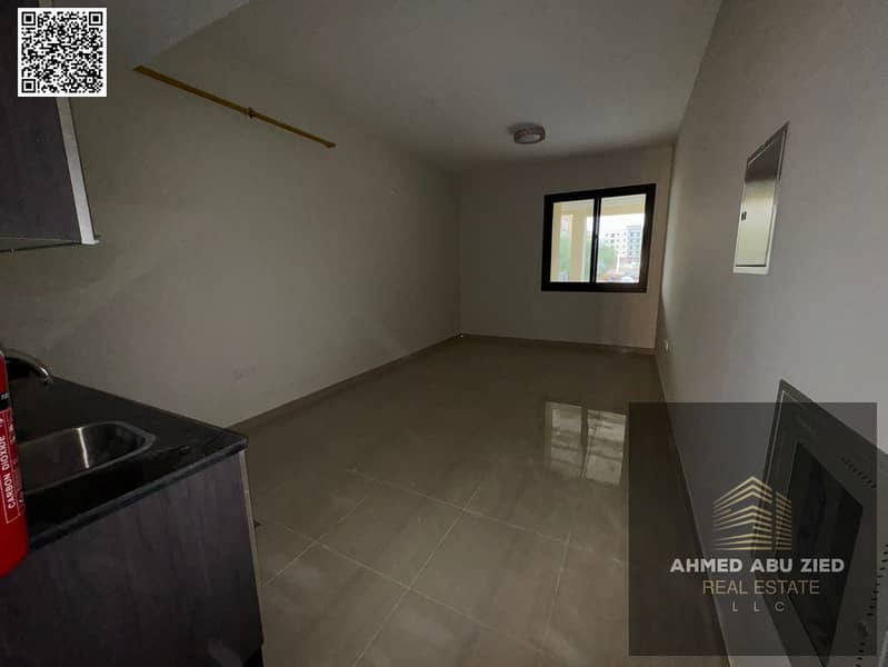 A very spacious studio apartment (first occupancy) with a modern design and super deluxe finishes in Al Muwaihat 3, close to Exit 311, providing easy