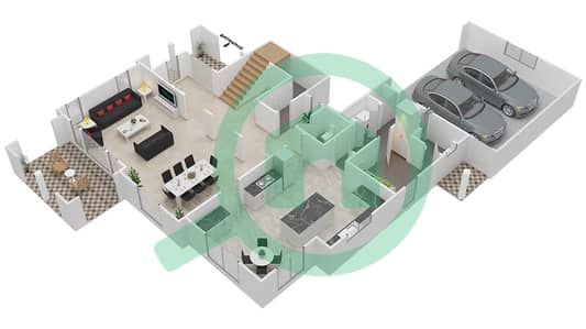 المخططات الطابقية لتصميم النموذج A2 فیلا 3 غرف نوم - سافانا