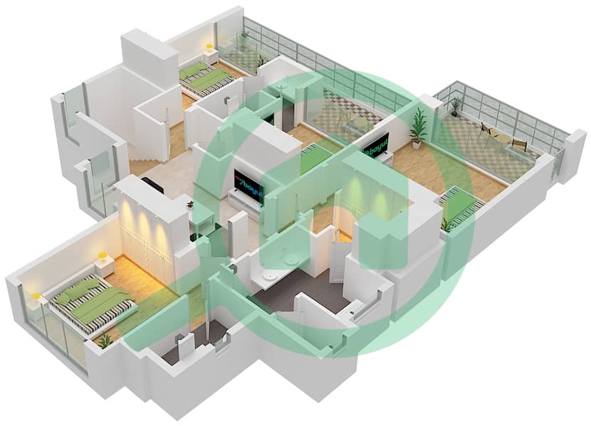 First Floor Sidra 2 - 5 Bedroom Villa Type 5 Floor plan First Floor interactive3D