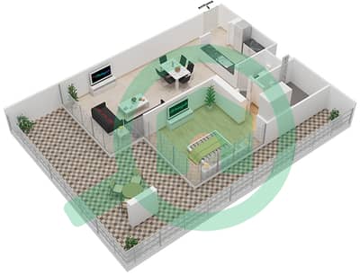 المخططات الطابقية لتصميم الوحدة 4 FLOOR 3-5 شقة 1 غرفة نوم - علياء ريزيدنس