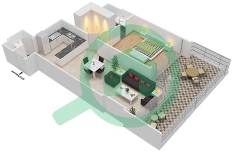 Azizi Aliyah Residence - 1 Bed Apartments Unit 30 Floor 4 Floor plan