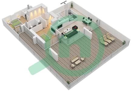Azizi Aliyah Residence - 2 Bed Apartments Unit 1 Floor 6 Floor plan