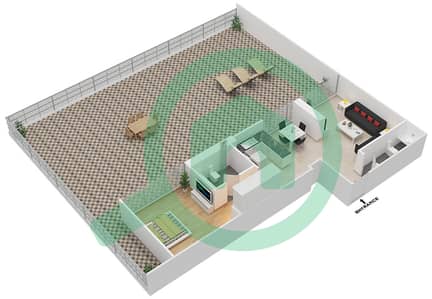 المخططات الطابقية لتصميم الوحدة 1 FLOOR 10 شقة 1 غرفة نوم - علياء ريزيدنس