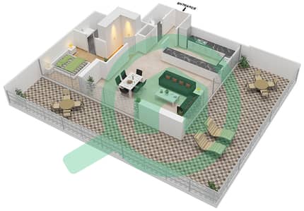 Азизи Алия Резиденс - Апартамент 1 Спальня планировка Единица измерения 1 FLOOR 11