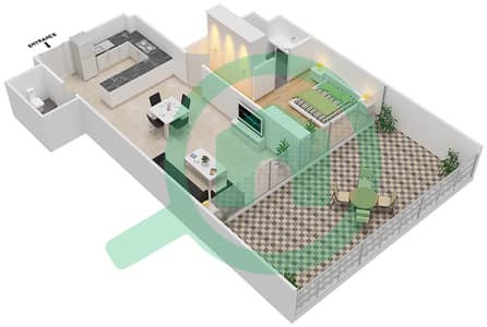 Azizi Aliyah Residence - 1 Bed Apartments Unit 17 Floor 11 Floor plan