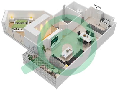Azizi Aliyah Residence - 1 Bedroom Apartment Unit 6 FLOOR 12-13 Floor plan