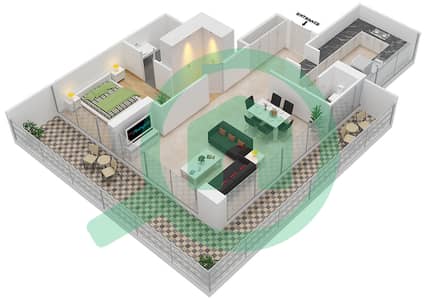 Azizi Aliyah Residence - 1 Bedroom Apartment Unit 1 FLOOR 13 Floor plan