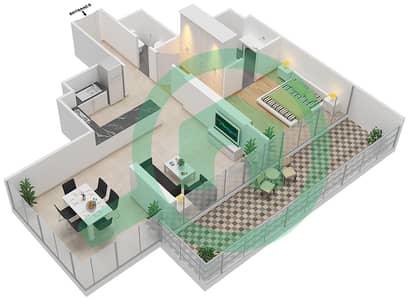 المخططات الطابقية لتصميم الوحدة 11 FLOOR 14 شقة 1 غرفة نوم - علياء ريزيدنس