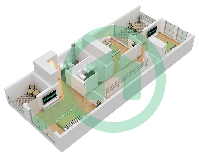 Floor First Costa Brava - Planimetria del piano di 3 Camere Appartamento Tipo LTH-3B-M Floor First interactive3D