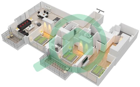 The Grand - 3 Bedroom Apartment Unit 5 FLOOR 50-59 Floor plan