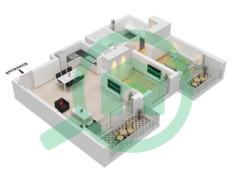 Type 7 Unit 1 Floor 2,3,4,5,6,7 Seagate Building 1 - 2 Bedroom Apartment Type/unit 7 / UNIT 1 FLOOR 2-7 Floor plan Type 7 Unit 1 Floor 2,3,4,5,6,7 interactive3D