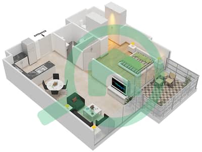 المخططات الطابقية لتصميم الوحدة 3 FLOOR 4 شقة 1 غرفة نوم - غولف بروميناد 2