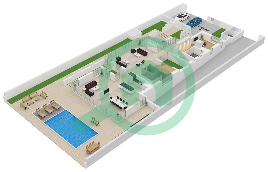 المخططات الطابقية لتصميم النموذج V55-U فیلا 5 غرف نوم - جيمز استايتس 1 Floor Ground Floor interactive3D