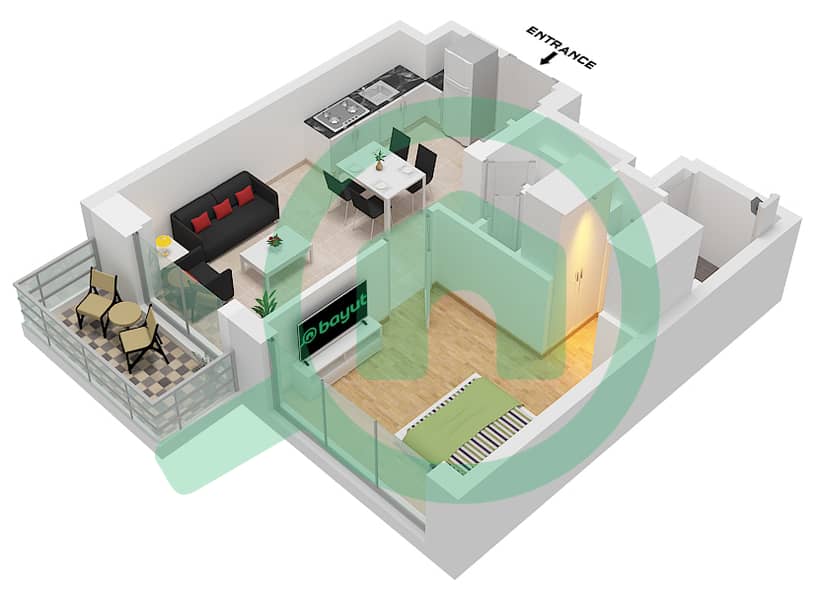 Type D Augusta - 1 Bedroom Apartment Type D Floor plan Type D interactive3D
