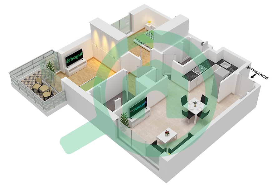 Augusta - 2 Bedroom Apartment Type B Floor plan Type B interactive3D