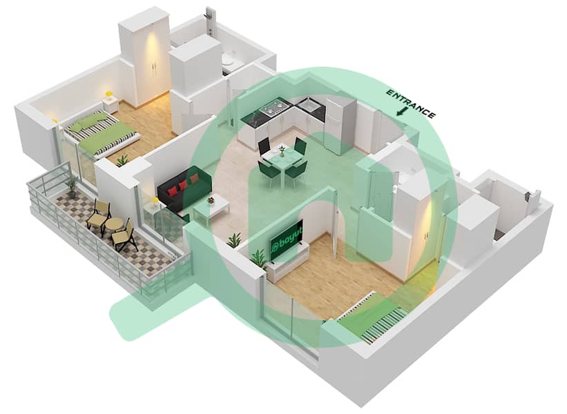 Augusta - 2 Bedroom Apartment Type H Floor plan Type H interactive3D