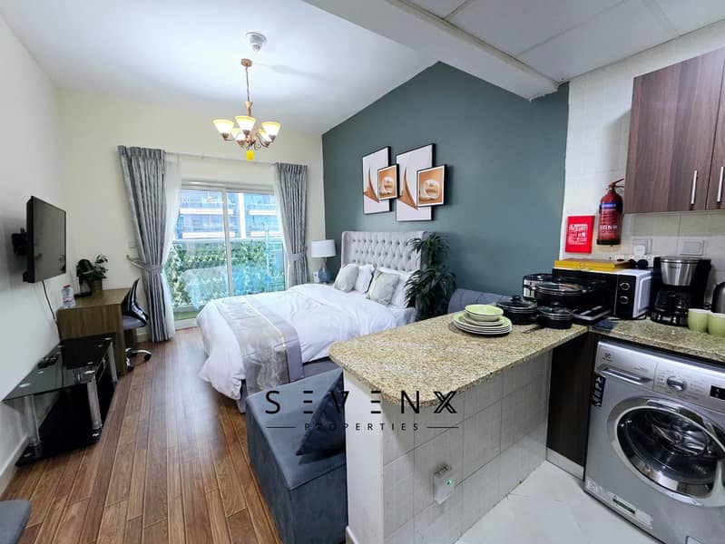 Furnished Studio | Global Golf Residence 2 | Balcony | Pool & Canal Views