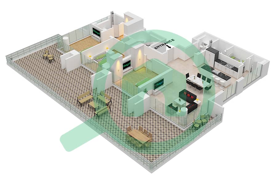 Type F Unit 5 Floor 8 City Walk Crestlane 3 Building B - 3 Bedroom Apartment Type/unit F / UNIT 5 FLOOR 8 Floor plan Type F Unit 5 Floor 8 interactive3D