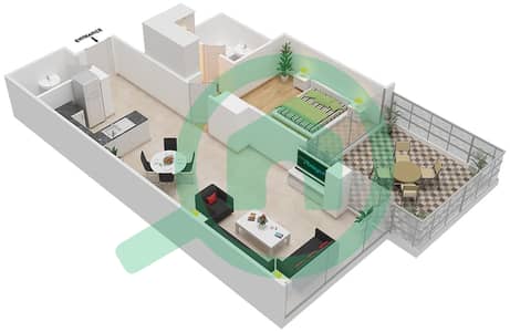 المخططات الطابقية لتصميم الوحدة 10 FLOOR 6 شقة 1 غرفة نوم - غولف بروميناد 2