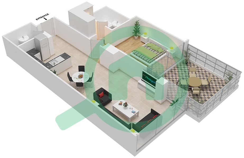 高尔夫长廊公寓2区 - 1 卧室公寓单位10 FLOOR 6戶型图 Floor 6 image3D